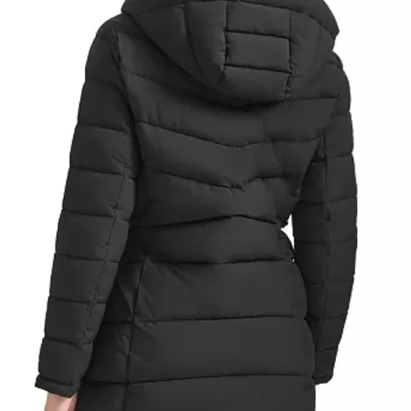 NWT Calvin Klein Women's Black Hooded Puffer Coat - Picture 2 of 10